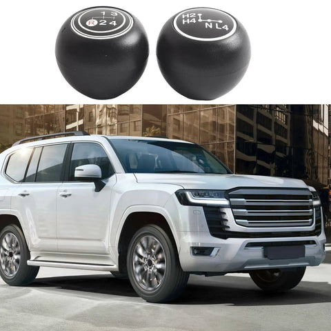 Sweaty Hands Upgraded 2-Pack Black Plastic Manual Gear Shift Knob And Transfer Case Lever Handle Kit For Toyota Land Cruiser FJ40 With Smooth Four Speed Shifting That Fits Like A Glove From 1969 To 1986 Direct Factory Replacement. Black plastic 2-piece shift knob set for Toyota Land Cruiser FJ40