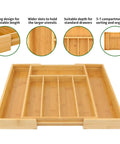 Expandable Bamboo Drawer Organizer For Kitchen Utensils Adjustable Silverware Tray with Dividers Medium Size top view