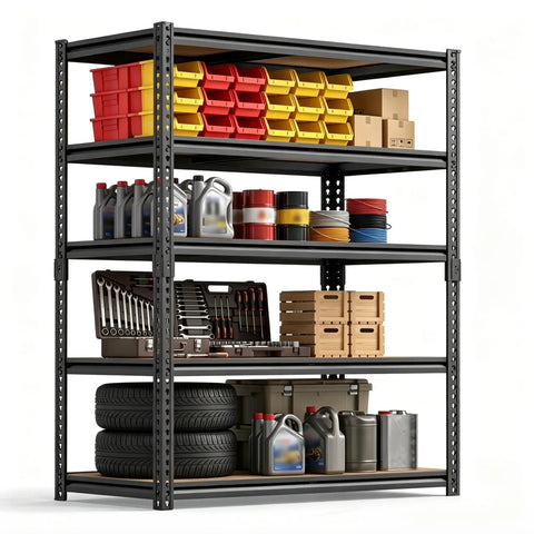 Heavy Duty Garage Shelving Unit 72 By 36 Inches Featuring Matte Black Steel Frame And Thick Mdf Shelves For Tool Organization Basement Storage Or Workshop Use A Total Storage Beast That Takes Any Load Like No Sweat
