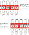 Key Alike Lockout Tagout Padlock Set Of 10 With Identical Keys And Two Keys Per Lock For OSHA Compliant Lockout Tagout Stations