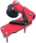 Heavy Duty Universal Motorcycle Chain Adjuster Kit For Dirt Bike And Atv With Automatic Roller Tensioner Regulator Made From Durable Aluminum That Handles Rough Terrain And Extreme Conditions Like A Boss. Red aluminum motorcycle chain tensioner with roller and bolts