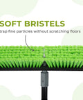 18 Inch Indoor Shop And Garage Push Broom With Soft Bristles, showing close-up of soft bristles for trapping fine particles on hard floors.