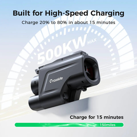 Tough As Nails Ul 2252 Certified Tesla Supercharger To Ccs1 Adapter supporting robust 500 Amp max charging rate, showcasing plug design.