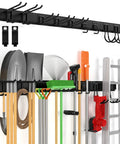 64 Inch Wall Mount Tool Storage Rack With 15 Piece Heavy Duty Steel Yard And Garden Tool Organizer Holds Up To 550 Pounds Includes Two Extension Cords