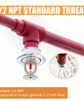 Zero Drama Heavy Duty Brass Pendent Fire Sprinkler Heads Fast Action Water Spray 155 Degree Thermal Bulb 1 Half Inch Npt Thread 6 Pack, 1/2 NPT standard thread fitting.