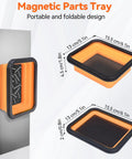3 Piece Magnetic Pickup Tool Set With Telescoping Flashlight And Flexible Magnetic Tip Foldable Parts Tray dimensions
