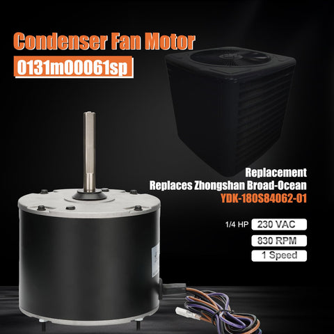 1/4 HP Condenser Fan Motor Replacement For Goodman Central AC Units 208 230V 1 Speed 830 RPM Permanently Sealed 3 Wire