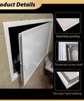 Heavy Duty Drywall Access Panel With Smooth Operating Handle Recessed Metal Wall Hole Cover For Indoor Hvac Ducts And Attic Laundry Sleek Aluminum Service Door 36 By 40 Inches No Sweat Install details showing seamless grinding and thickened screw shaft.
