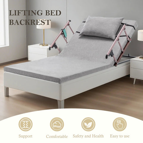 Adjustable Bed Backrest With Electric Lift 4 To 68 Degrees Remote Control Reclining Back Support With Foldable Safety Rails