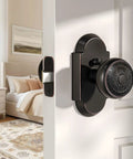 Antique Privacy Door Knob With Push Button Lock For Bedroom And Bathroom, Vintage Zinc Alloy Door Handle In Oil Rubbed Bronze.