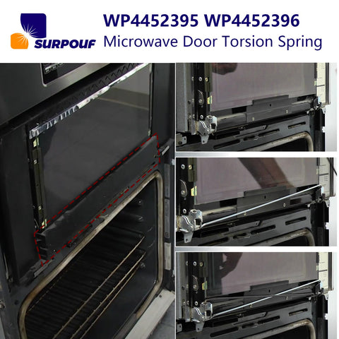 Microwave Door Torsion Spring Kit Left And Right Stainless Steel Models for KitchenAid Whirlpool Microwaves Installation