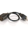 One Foot Premium Universal Extension Cord For TV Computer Monitor And More Heavy Duty 18 AWG Power Cable on white background.