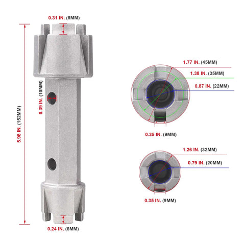 Tub Drain Remover Wrench Tool For Shower And Bathtub Built Tough Aluminum Dual Ended Fits 1 3 8 Inch And 1 1 2 Inch Drain Shoes PL0030