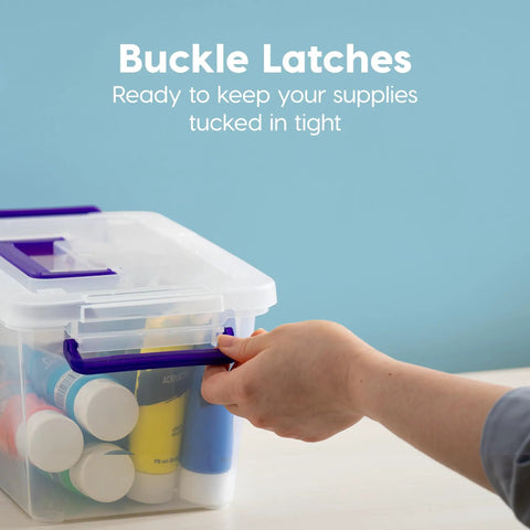 Heavy Duty Clear Plastic Storage Bins With Secure Buckle Lid Five Quart Organizers Six Pack Straight Up Made In Usa Top Shelf Picks For Art Craft And Office Gear That Will Absolutely Save Your Floor Space