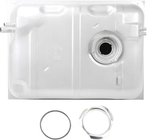 Top view of beefed up steel fuel tank replacement for 1981-1985 Jeep Scrambler showing lock ring, 15 gallon capacity, 57 liters