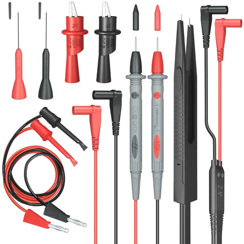 Heavy Duty Electrical Multimeter Test Leads Kit With Alligator Clips, Hooks And Probes, 1000V CAT II, 10A, Durable Copper Core Wires