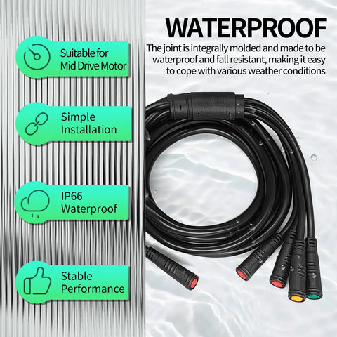 Electric Bicycle Signal Cable 150cm Connects Controller To Display Throttle And Lights For Hub Driven E Bikes Durable 1 To 5 Cable With Z961A Connector Delivers Smooth Component Communication And Reliable Performance