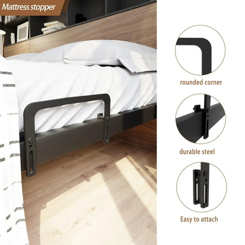 Heavy Duty Mattress Retainer Bar Two Piece Kit For Steel Bed Frames And Adjustable Bases Stops Slippage Dead In Its Tracks On RV Sleepers with rounded corner.