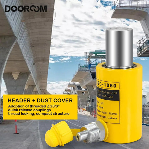 Built Rock Solid 10 Ton Hydraulic Cylinder Jack With 2 Inch Stroke Automatic Retracting Portable Power Ram For Heavy Auto Work Yellow Finish Straight Pulling Lifting Tool For Mechanic Shop Tough Jobs
