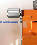 Heavy Duty Double Hole Drill Positioner Kit Featuring Adjustable Woodworking Guide Jig showing high-definition scale for precise measurements.