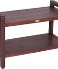 29 Inch Brown LiftAide Shower Bench With Arms, Waterproof Teak Wood Seat Stool For Inside Shower, Non Slip Foot Pads, Super Sturdy