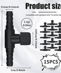 15 Pack Aquarium Air Flow Valves For 3/16 Inch ID Airline Tubing T Shaped Adjustable Black Plastic Air Flow Regulator For Fish Tank Prevent Backflow And Maintain Clear Oxygen Rich Water with size details