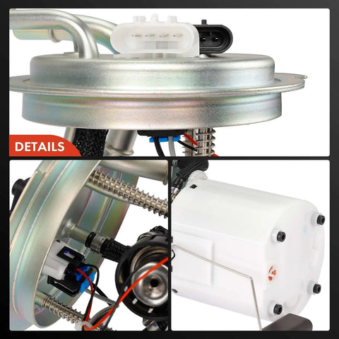 Three Tubes Electric Fuel Pump Module With Pressure Sensor For Gasoline 2004-2007 GMC Yukon XL 1500 Suburban 1500 Avalanche And Cadillac Escalade ESV EXT Fits Gasoline Models, 4 Pin Connector And 3 Pin Sensor close-up showing details.