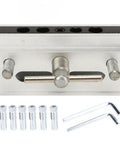 Heavy Duty Self Centering Dowel Jig With Quick Swap Sleeves For 1/4 3/8 And 5/16 Bits Premium Woodworking Drill Guide and accessories.