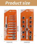 Heavy Duty 11 Piece Steel Tap And Die Set With Ergonomic Wrenches For Thread Cutting And Repairing Tasks Perfect For Mechanics And DIY Experts Who Need Reliable Tools That Grip Well. 11-piece steel tap and die set, 33cm by 13.5cm packaged size.