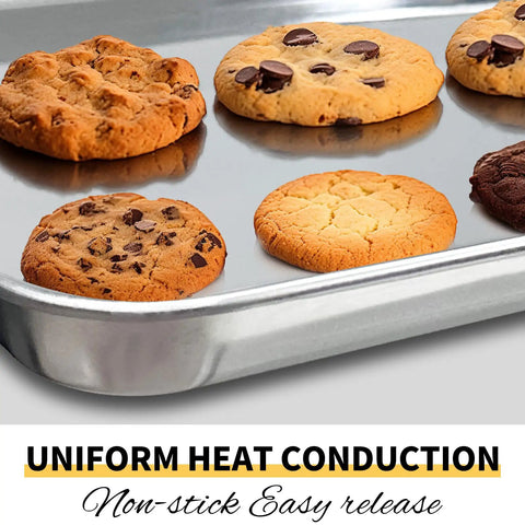 Sturdy Stainless Steel Baking Sheet Pan Set 18x13 Inches Two Pack For Oven Baking And Roasting Warp Resistant Thick Cookie Trays