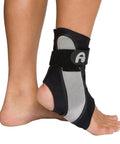 Sixty Degree Ankle Support With Side Stabilizers for Mild Support and Injury Prevention, guards against sprains, shown on foot