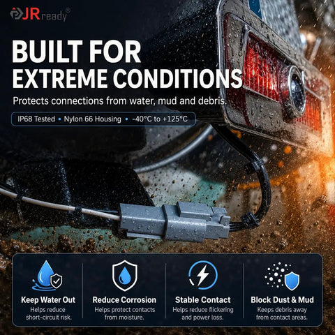Deutsch DT Connector Kit Bundle With IP68 Waterproof 2 3 4 6 8 12 Pin Plugs showing water resistance in extreme conditions