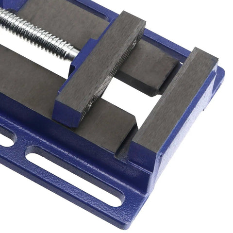 2 Pack 4 Inch Light Duty Drill Press Vise Blue Forged Iron Low Profile Bench Vise Clamp For Woodworking And Metalworking Rock Solid Grip For A Tight Hold On Drill Press Tables And Workbenches close-up