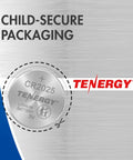 Straight Up Reliable CR2025 3V Lithium Button Batteries 10 Pack Heavy Duty Coin Cells with child-secure packaging.