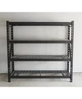 Front view of Beefy Heavy Duty Four Tier Industrial Steel Shelving Unit with 8,000-Pound Total Capacity for Garage Storage