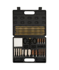 Open case displaying Krome Universal Gun Cleaning Kit 35 Piece Set For Rifles Shotguns And Pistols with brass rods and brushes.