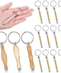 XunYee 12-piece wood turning keychain kit with wooden handles, brass rods, and metal rings