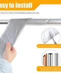 Person installing Heavy Duty Pipe Insulation Wrap Tape 32.8 Ft Long 3 Inch Wide Self Adhesive Fiberglass Foam With Aluminum Foil Layer