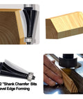 Chamfer Router Bit Half Inch Shank With Ten Degree Carbide Two Flute Edge Bevel Cutter For Miter Joints in action