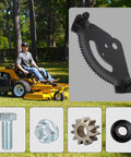 Steering Gear Plate With Pinion Gear Replaces 7171550F 7171550 7171554 next to images of bolt, nut, gear, and washer.
