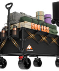 Beast Of A Heavy Duty Collapsible Wagon Cart With Folding Wheels For Grocery Camping And Garden Use shown loaded with gear.