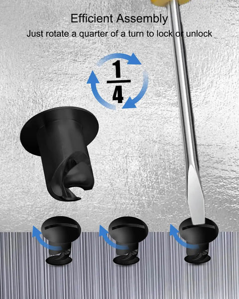 Slick Aluminum Quarter Turn Fasteners With Oval Knobs for Quick Release Panel Mounting, black aluminum for efficient assembly.