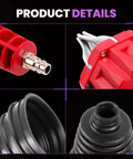 Close-up of Universal CV Joint Boot Installation Tool Kit components, showing red handle, metal clamps, and black silicone boots.