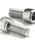 Close-up of 1/4-20 x 3/4 Inch Socket Head Cap Screw Bolts 304 18 8 Stainless Steel Allen Hex Drive Full Thread 20 Pack