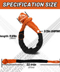 Beefy Half Inch By Twenty Two Feet Recovery Shackle For Off Road SUVs ATVs And Trucks Synthetic Orange With Sleeves High Strength