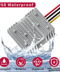 12V To 24V DC Boost Converter 240W 10A Waterproof Fuse Protected Regulator Module with water splash highlighting IP68 rating
