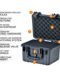 All Weather Waterproof Camera Case With Foam For Drones And Gear Grab And Go Bombproof Protection open view showing lid foam and handle