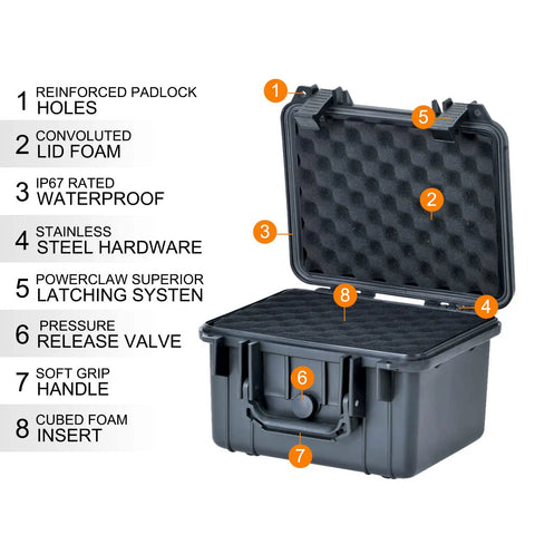 All Weather Waterproof Camera Case With Foam For Drones And Gear Grab And Go Bombproof Protection open view showing lid foam and handle
