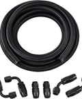 6AN Fuel Line Kit With AN6 Braided Nylon Stainless Steel Fuel Hose, 10 Feet Black, High Pressure 750 PSI Working, 2250 PSI Burst