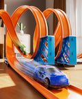 Cool Race Track Car Set For Kids 3 Plus With 5 Rotating Tracks And 2 Small Cars in living room with orange loops